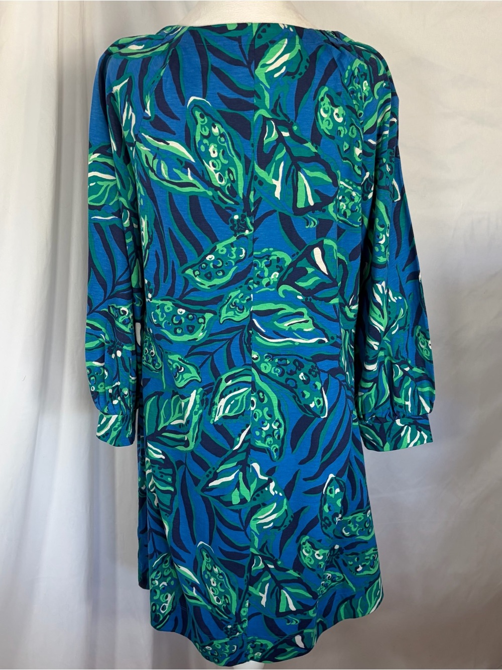 Lilly Pulitzer Elianna 3/4 sleeve Dress Indigo Breeze Shady Gators Blue/Green L - Picture 8 of 9